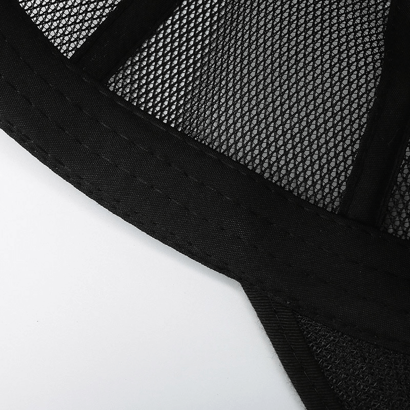Close-up of breathable mesh detailing on sports snapback hat, showcasing durable stitching and quick-dry material.
